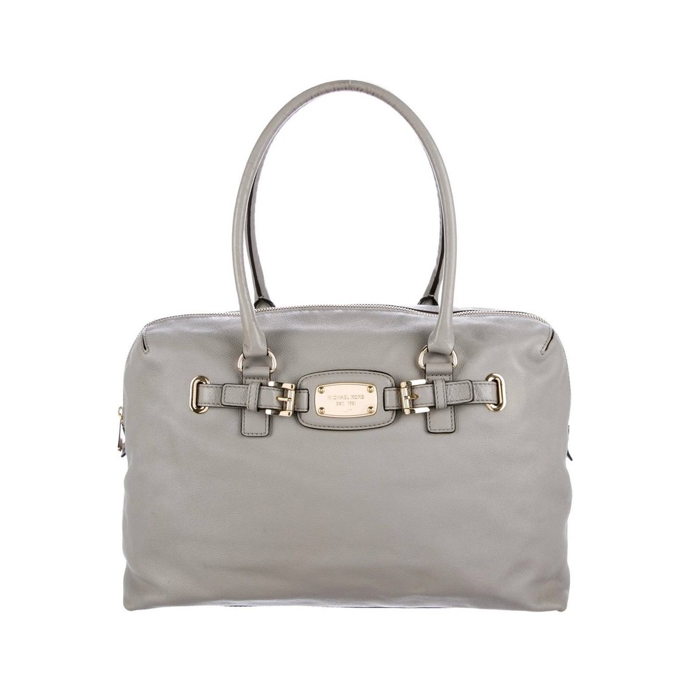 Michael Kors Hamilton Weekender Travel Bag Grey Leather + FREE Bag Charm 🎁